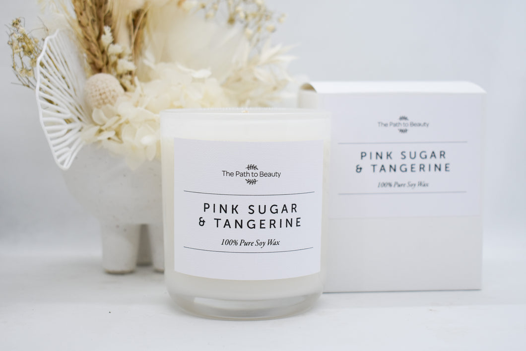 White Candle-Pink Sugar & Tangerine